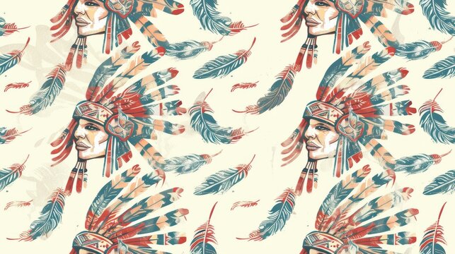 Navajo tribal seamless pattern. Native American ornament. Ethnic South Western decor style. Boho geometric ornament.