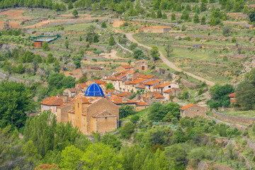 View of La Estrella, an abandoned town in Teruel Province, Aragon, Spain