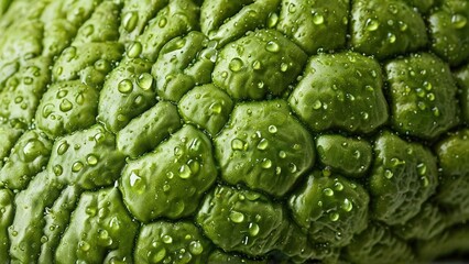 Obraz premium Close-up of a green, bumpy surface with water droplets.