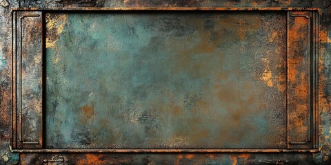 Rusty Rough Background Frame for Design in Vintage Art Deco and Steampunk Style with Ornate Details and Textured Finish new beautiful stock image illustration AI