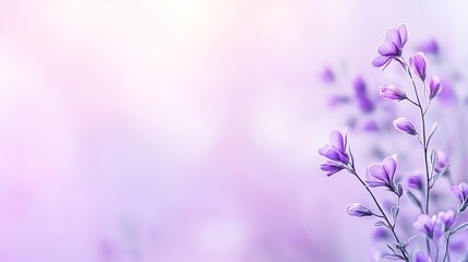 Delicate purple flower standing against a softly blurred pastel background, evoking tranquility and beauty in nature.
