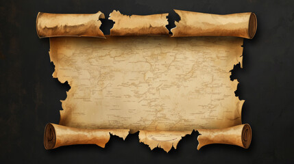 Realistic antique vector rolls of old parchment paper scrolls and ancient papyrus manuscripts with torn edges. Suitable for certificates, treasure maps, documents, letters, messages, or diplomas.