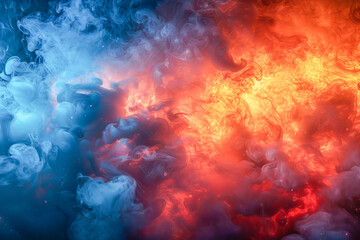 Fototapeta premium Red and blue smoke forming an abstract background for design