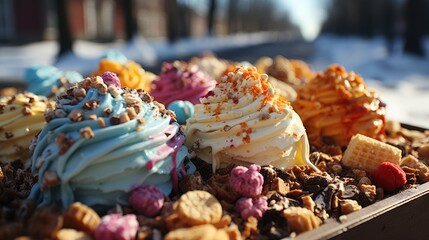 Delicious ice cream in winter time photo