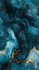 Abstract teal and gold marble texture background. Luxurious and elegant design for art, fashion, and interior decor.