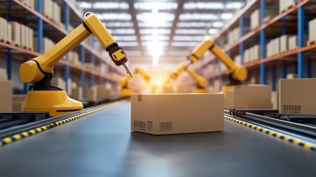 Logistics center with automated storage and retrieval systems