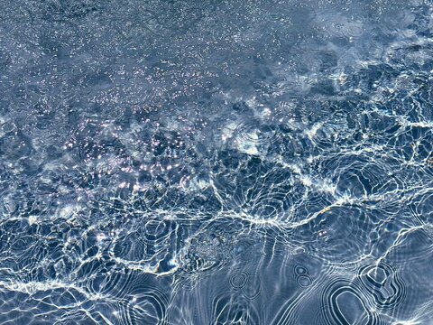 Blue water clear shining rippled surface aqua background