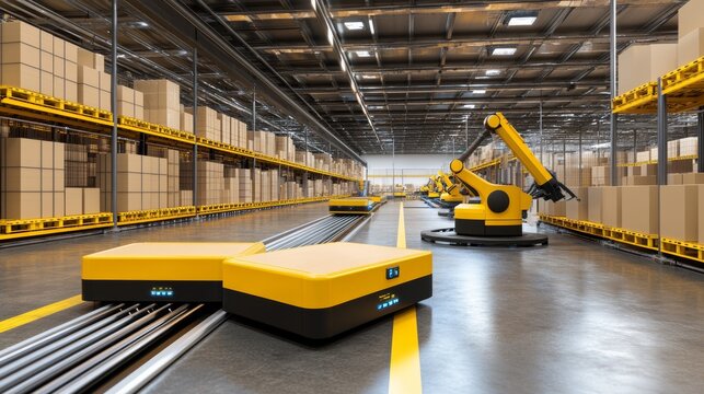 Logistics center with automated storage and retrieval systems