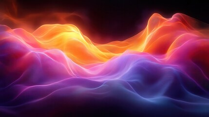 Fototapeta premium abstract digital art flowing wave lines in vibrant colors against black background futuristic aesthetic sense of motion and energy techinspired design