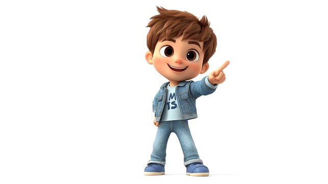 A cute 3D cartoon boy or girl standing on a white background,generated with AI.