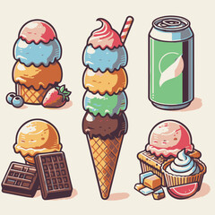 Vibrant Vectors of Ice Cream