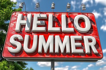 Fototapeta premium Bright and Joyful 'Hello Summer' Text Art 