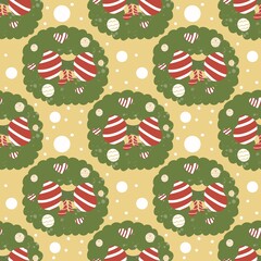 Christmas garland, seamless pattern illustration.