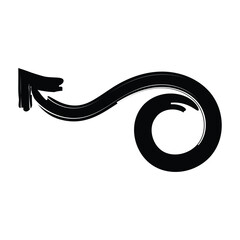 Artistic modern black arrow vector design isolated on a white square background