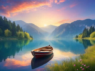 Obraz premium boat in the lake