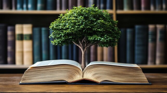 Tree of knowledge planting concept for World Philosophy Day in the library.