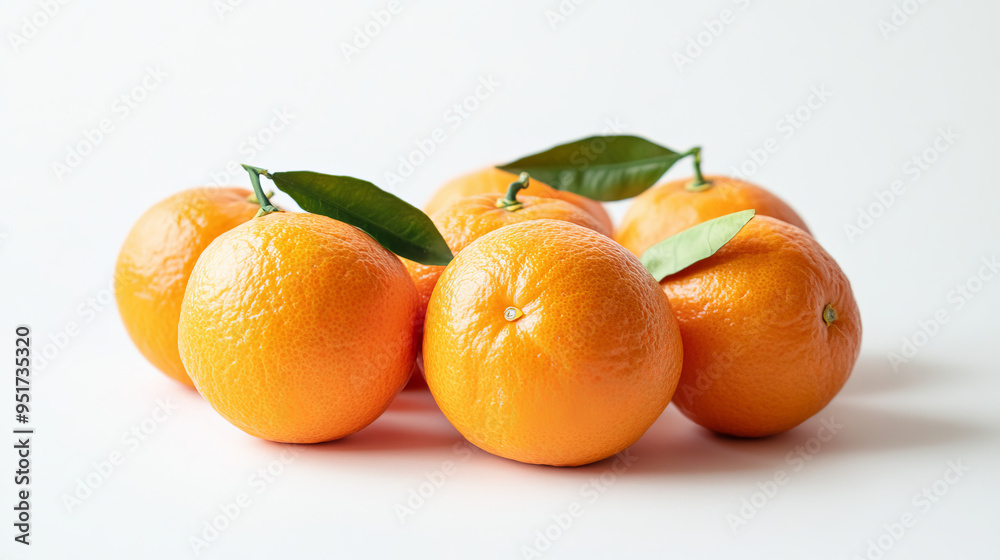 Wall mural fresh oranges, set against a white background.