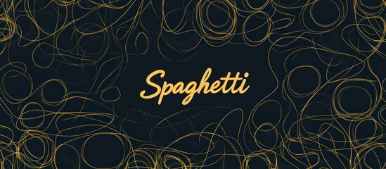 Minimalistic line art background with the word "Spaghetti" in cursive. National noodle day
