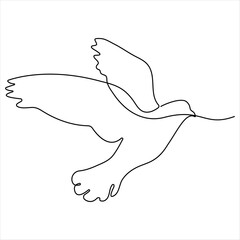 Continuous single line drawing of dove bird vector illustration