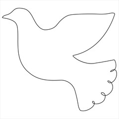 Continuous single line drawing of dove bird vector illustration