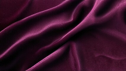 Fototapeta premium Close-up of a deep purple, smooth and luxurious fabric with soft wrinkles and folds, creating a rich and elegant background.