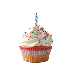 Birthday Cupcake with a Single Candle