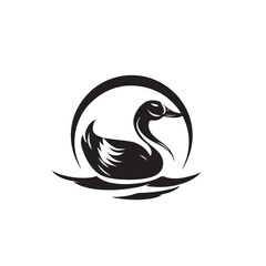 Naklejka premium Elegant Swimming Duck Logo Design with Circular Shape for Nature, Wildlife, and Branding Use