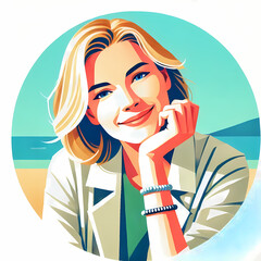 Smiling Woman Enjoying a Day at the Beach
