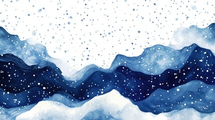 Obraz premium Winter ocean waves watercolor, white snow abstract background