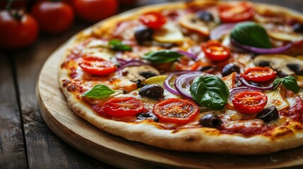Vegetarian cuisine: Vegetarian pizza. 