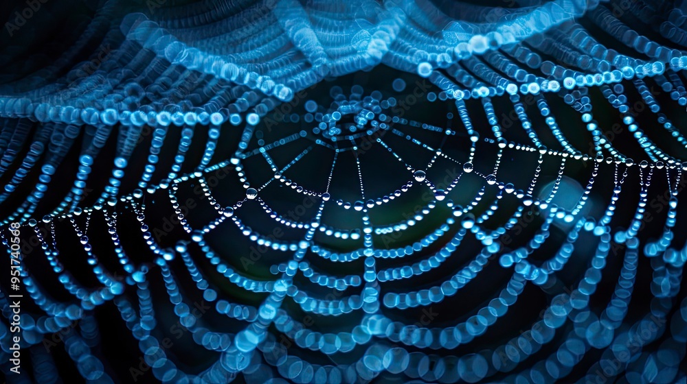 Wall mural high-resolution macro shot of a spider web, showcasing the fine threads and intricate texture. the i