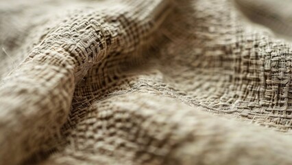 Close-up of a textured, wrinkled beige fabric with a subtle pattern.