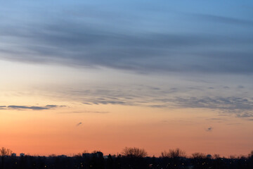 City in silhouette during a beautiful dawn scene, Toronto, Canada