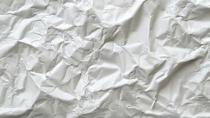 Obraz premium Close-up of crumpled white paper texture with irregular folds and wrinkles.