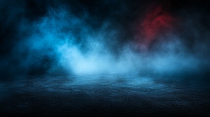 Abstract dark concentrate floor scene with mist, fog, spotlights, glitter