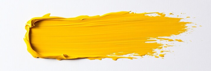 On a transparent background, a yellow stroke of paint is isolated