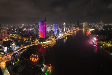 Fototapeta premium Sunset in Ho Chi Minh City, Vietnam. Photo taken on 2nd September, 2024.