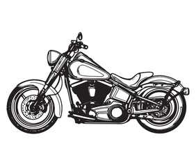 Black and white coloring book motorcycle isolated on white background