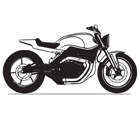 Black and white coloring book motorcycle isolated on white background