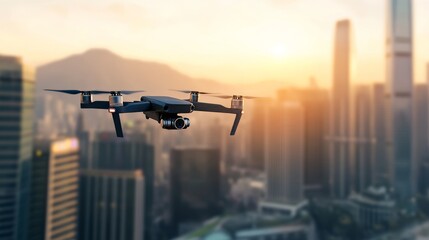 Drone in action capturing aerial footage or photography