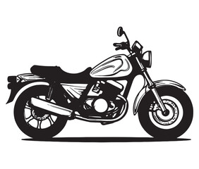 Black and white coloring book motorcycle isolated on white background