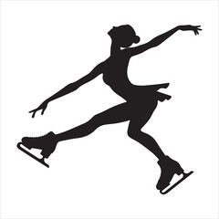 silhouette woman figure skater silhouette white background
