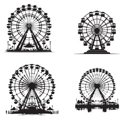 silhouette of clean vector Ferris Wheel   isolated on white background