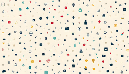 Obraz premium Repeating small icons, like stars, dots, or simple symbols, evenly spaced on a neutral background for a subtle pattern.