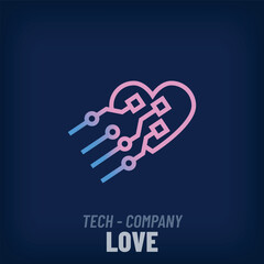 Obraz premium Unique digital simple heart logo. Creative corporate digital and technology logo template. vector