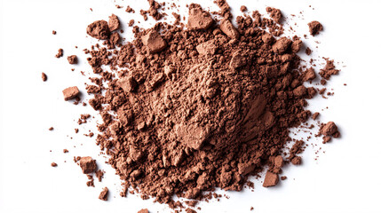 Closeup of Crushed Brown Powder on White Background