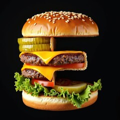 Alphabet E, Letters made from hamburger. Generative AI