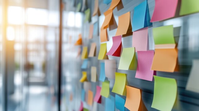 Personalized marketing tactics written on sticky notes on a wall