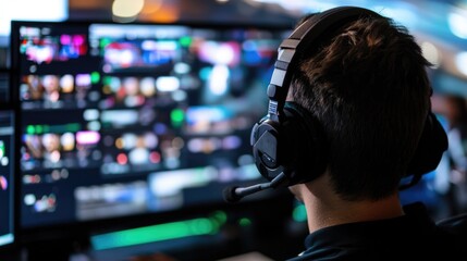 Sports commentator giving live updates during a streaming event