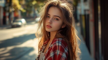 Obraz premium Young Woman in a City Street